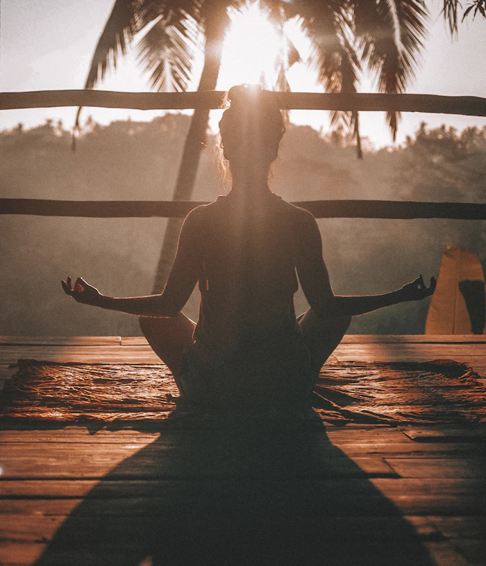 A yoga practice at sunrise