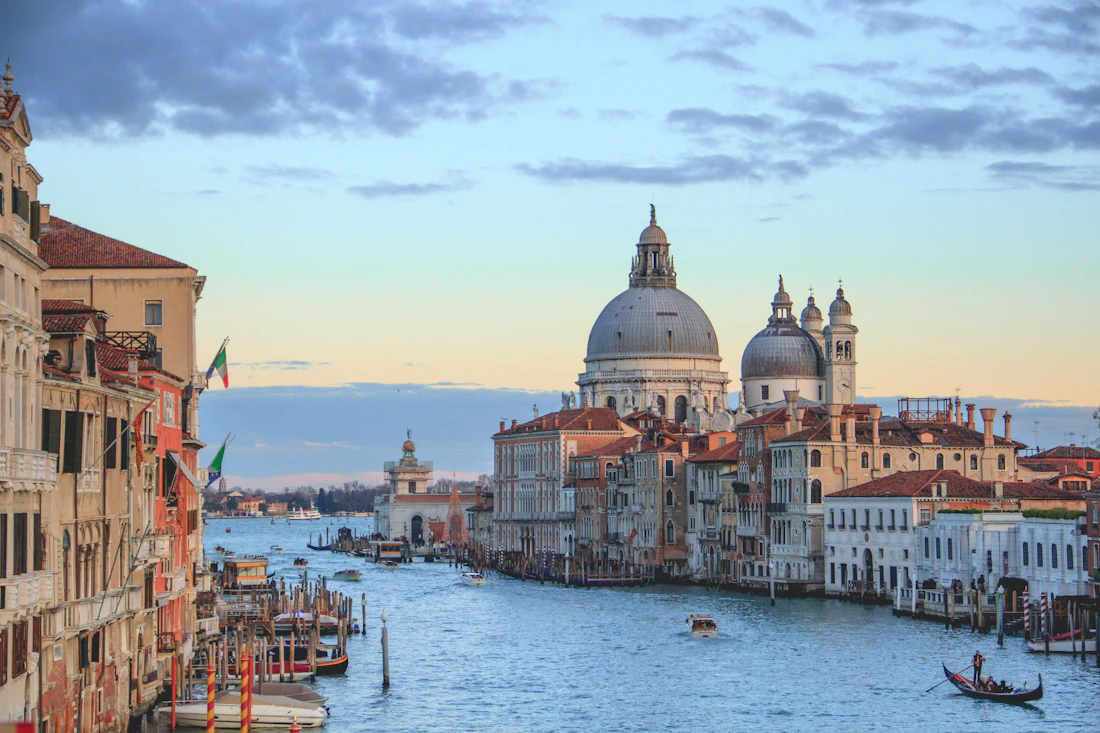 A Venetian canal lined with old palazzi