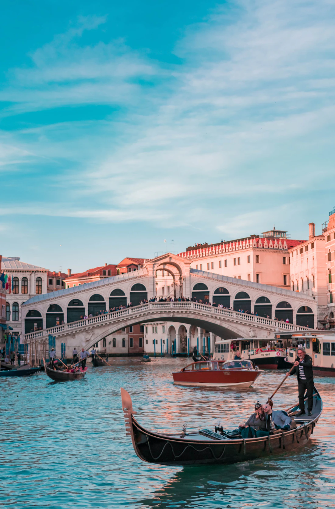 The Rialto Bridge over the Grand Canal in soft light