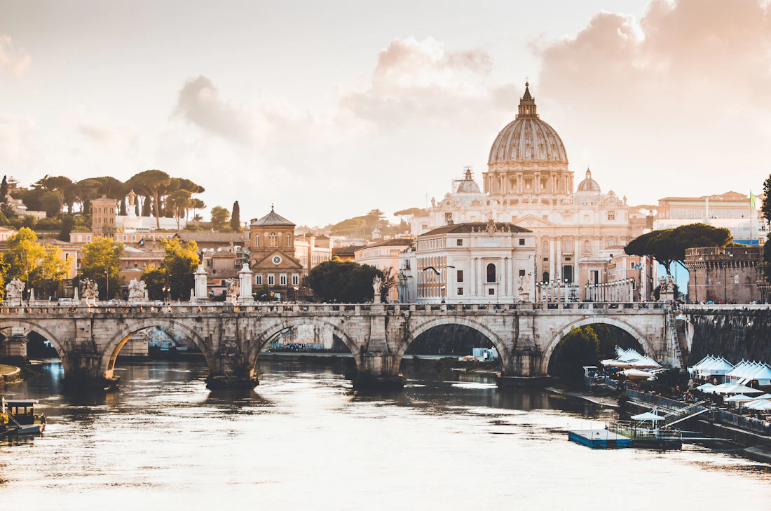 St Peter's dome and the Sant'Angelo bridge over the Tiber