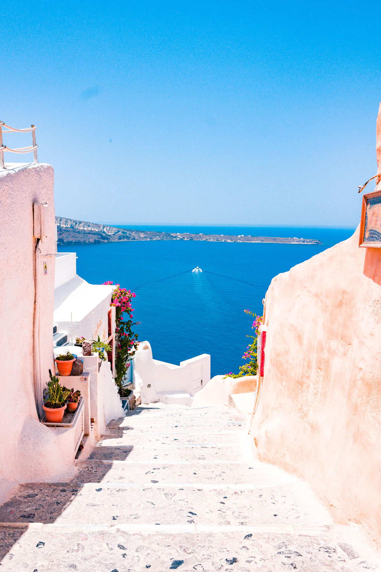Whitewashed terraces above the deep blue sea