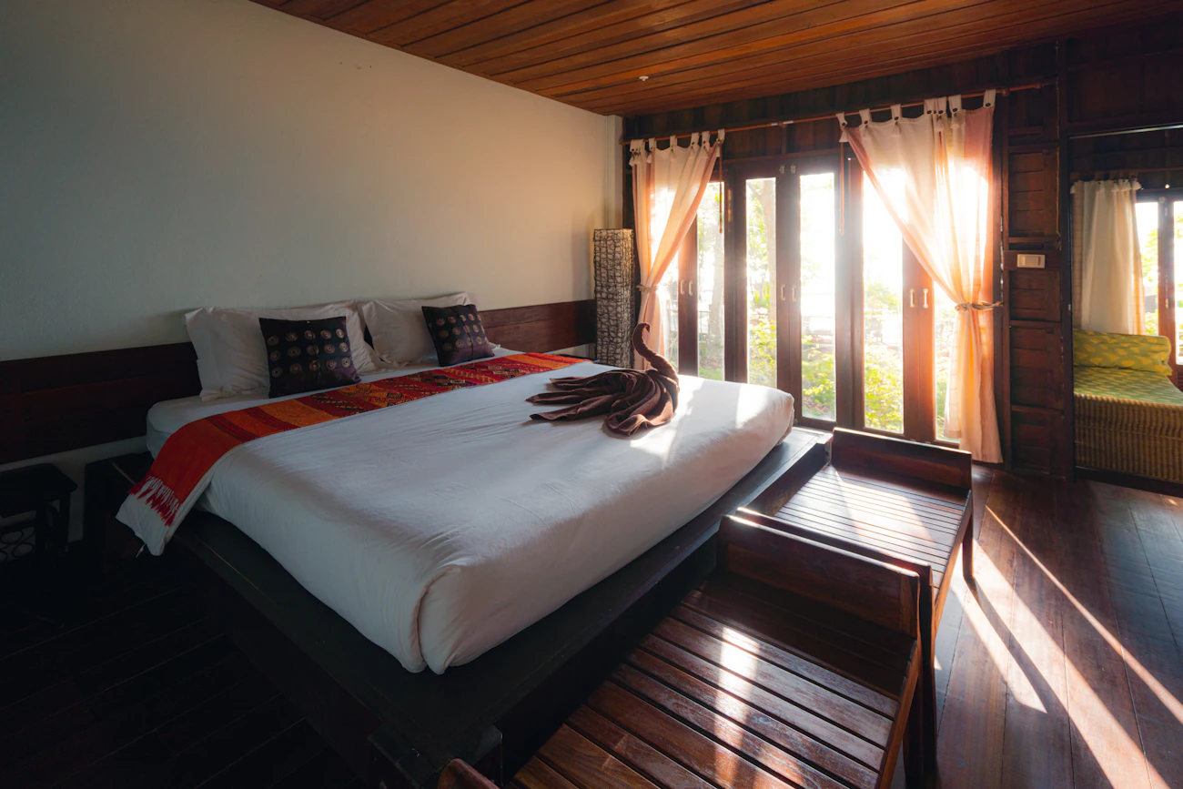 A bright island suite with a sea-facing window