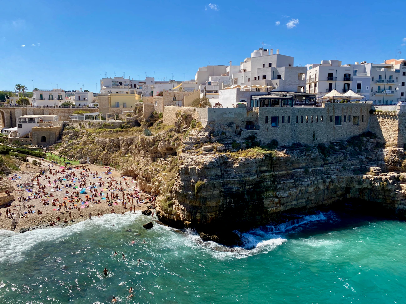 Cliffs and a beach cove on the Puglian coast
