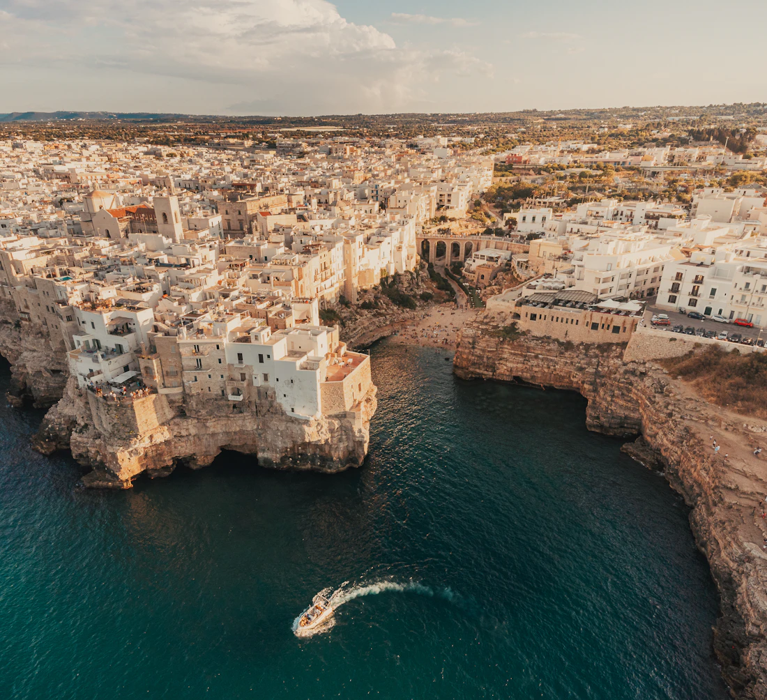 A sea cave carved into the cliffs at Polignano a Mare